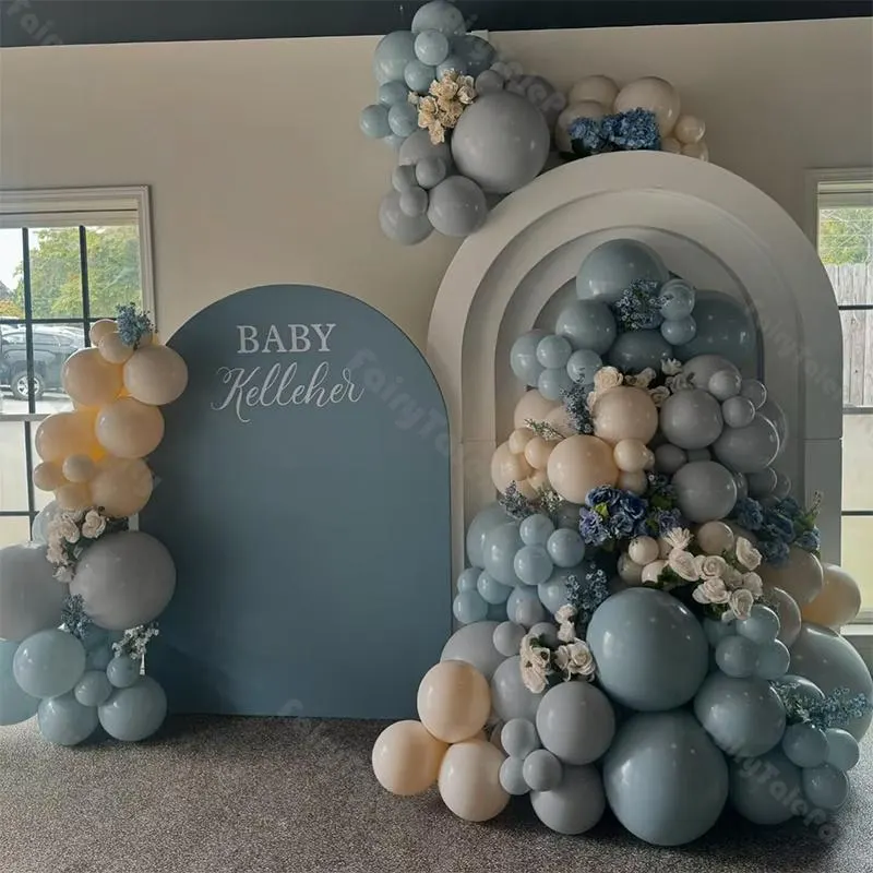 139pcs Dusty Blue And Matte Grey Latex