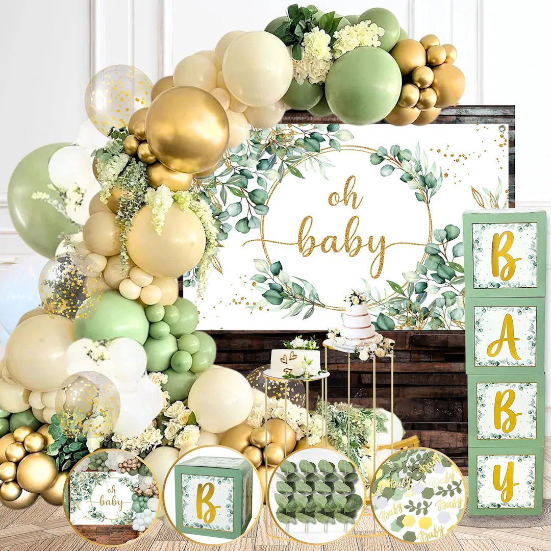 243 Pc Sage Green Baby Shower