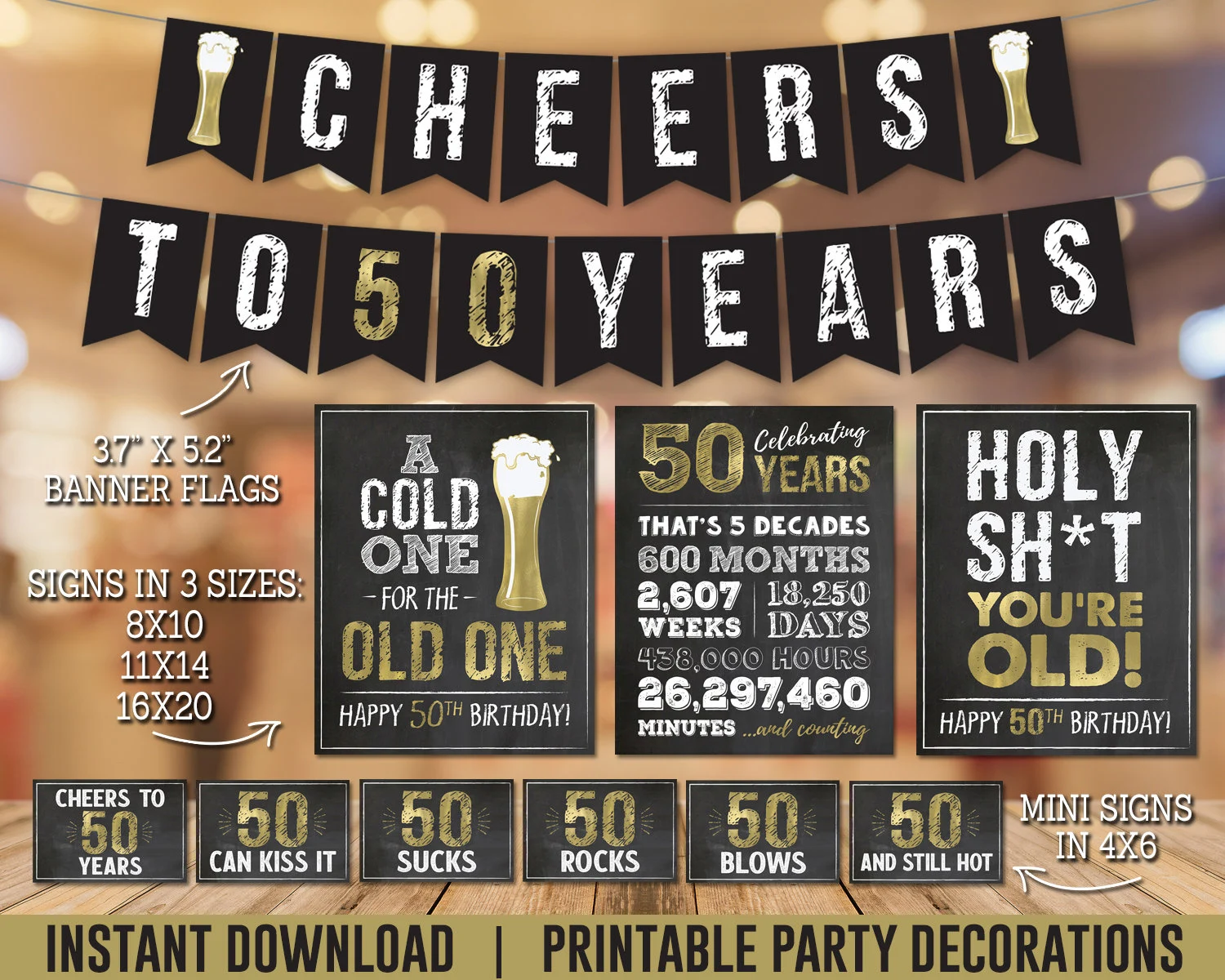 50th Birthday Decor Bundle Beer 50th