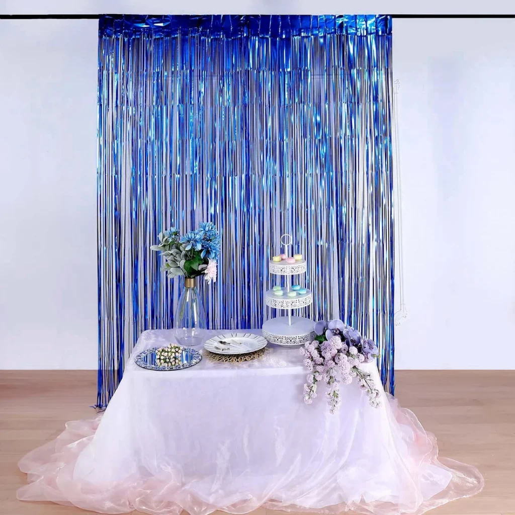 8ft Royal Blue Metallic Tinsel Foil Fringe Doorway Curtain Party Backdrop 8ft Royal Blue Metallic Tinsel Foil Fringe Doorway Curtain Party Backdrop
