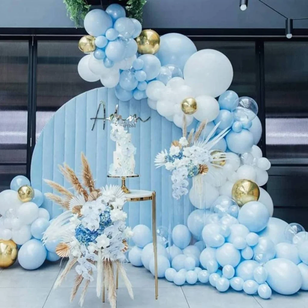 Blue White Gold Balloon Arch Kit Party