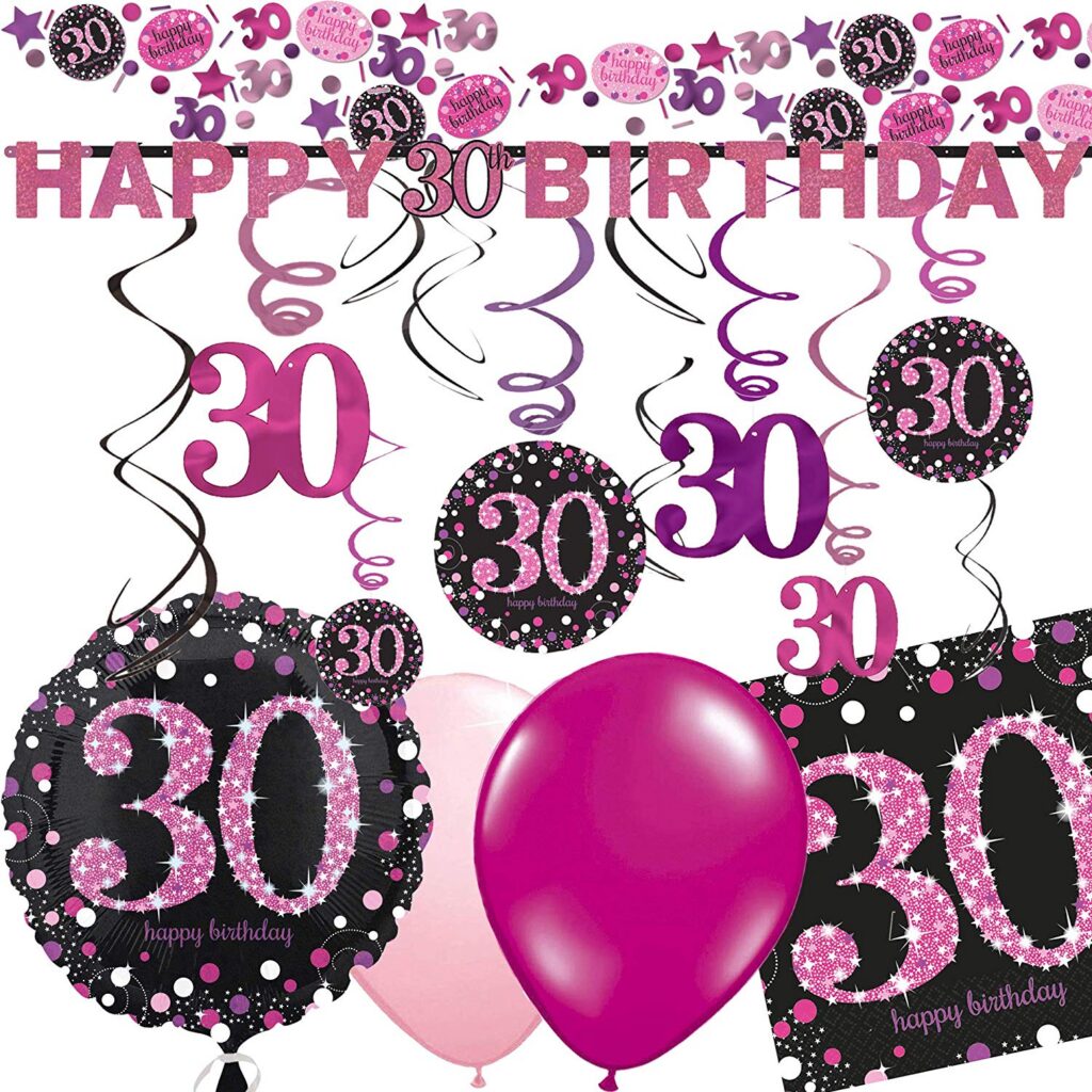Deko Set 30 Geburtstag Sparkling Pink Kinder Geburtstag