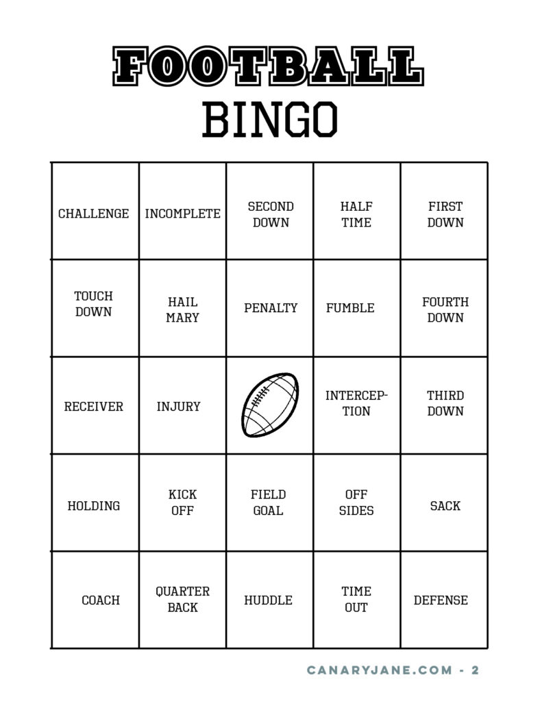 Football Party Free Printable Bingo Party Decor And Coloring Pages