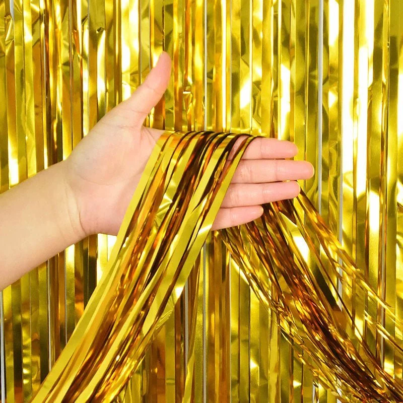 Gold Metallic Fringe Tinsel Curtain Backdrop 2 Pack Gold Metallic Fringe Tinsel Curtain Backdrop 2 Pack
