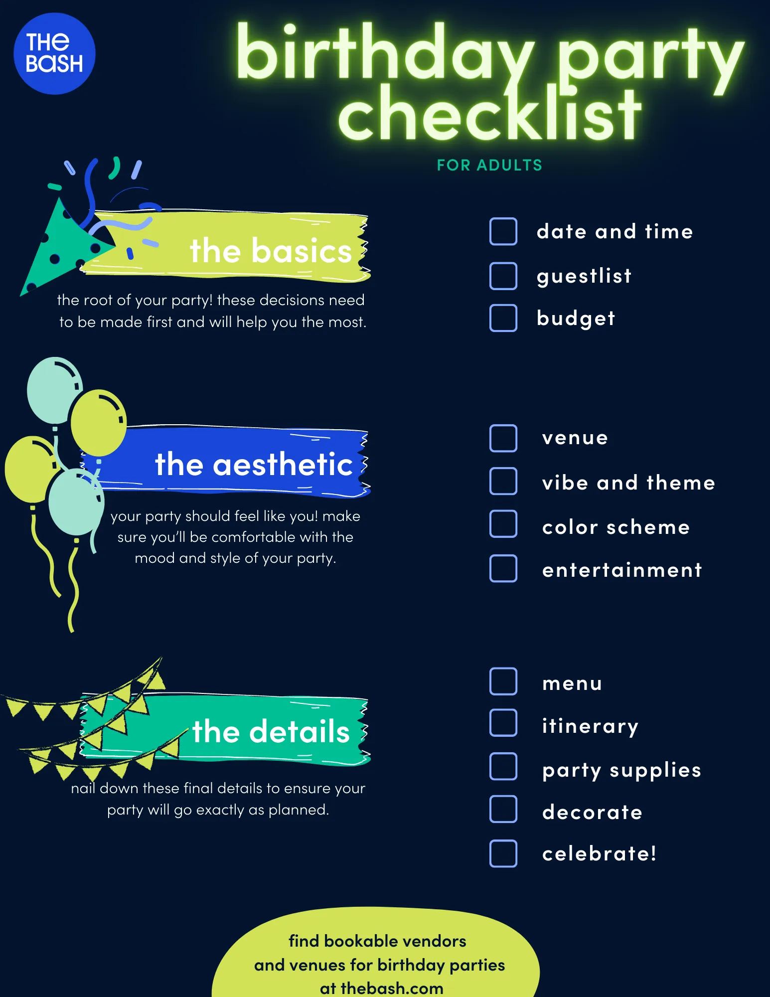 Grown Up Birthday Party Planning Checklist