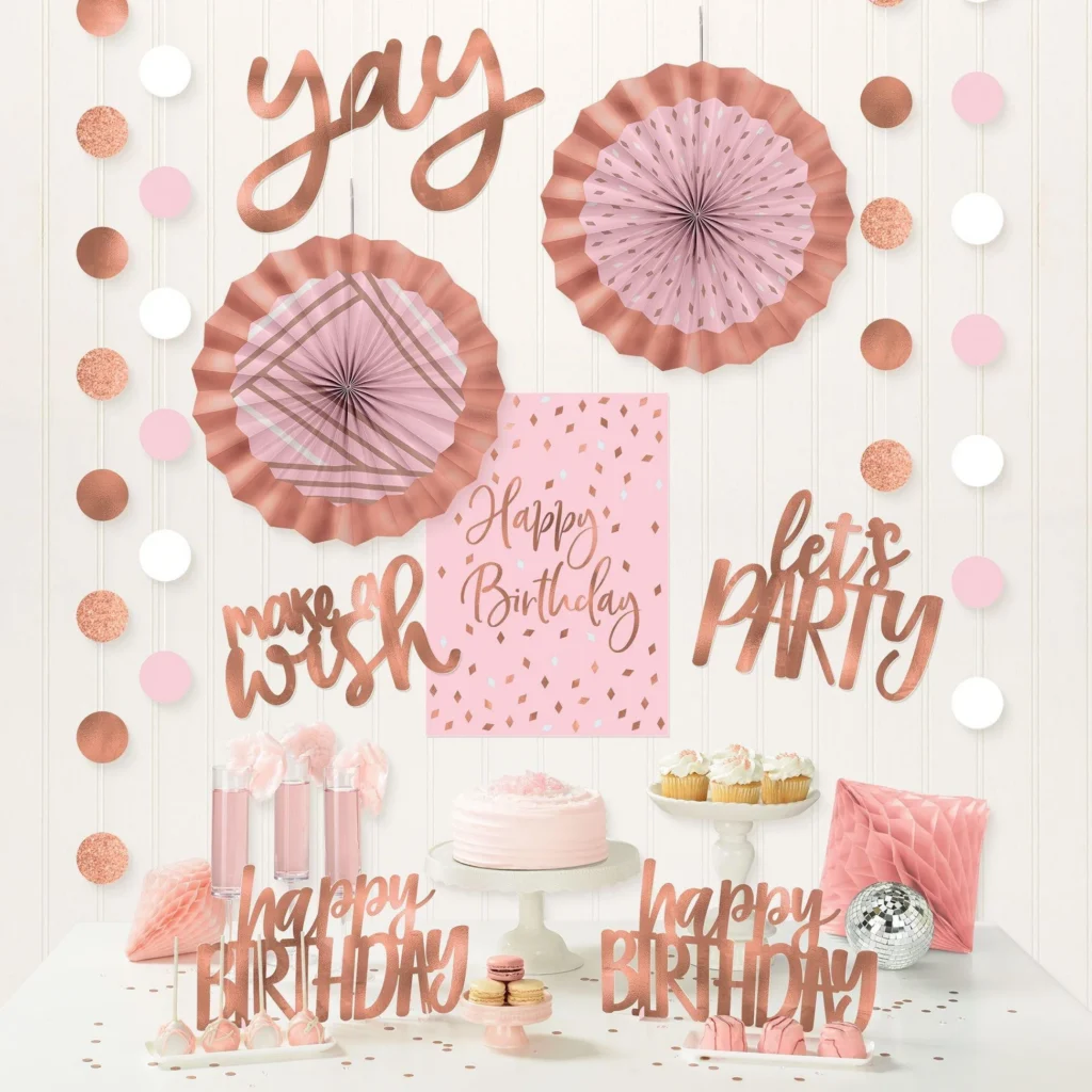 Metallic Blush Birthday Room Decorating Kit 12pc Metallic Blush Birthday Room Decorating Kit 12pc