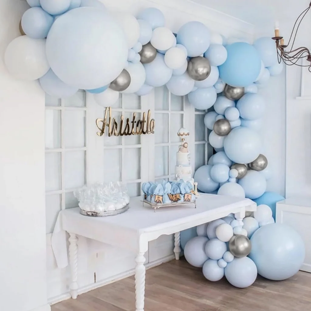 MMTX Blue Balloon Arch Pastel Blue White Silver Birthday Decorations Garland Kit For Wedding Baby Shower Party Gender Reveal Party MMTX Blue Balloon Arch Pastel Blue White Silver Birthday Decorations Garland Kit For Wedding Baby Shower Party Gender Reveal Party