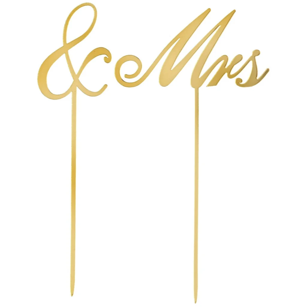 Mrs Gold Cake Toppers 2ct