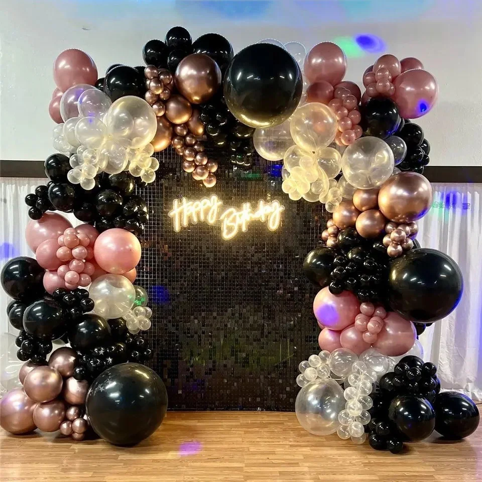 Rose Gold Black Balloon Arch Garland Kit Rose Gold Black Balloon Arch Garland Kit