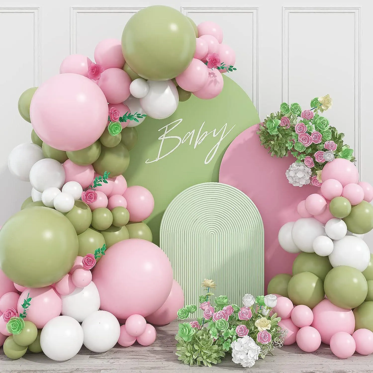 Sage Green And Blush Pink Balloon