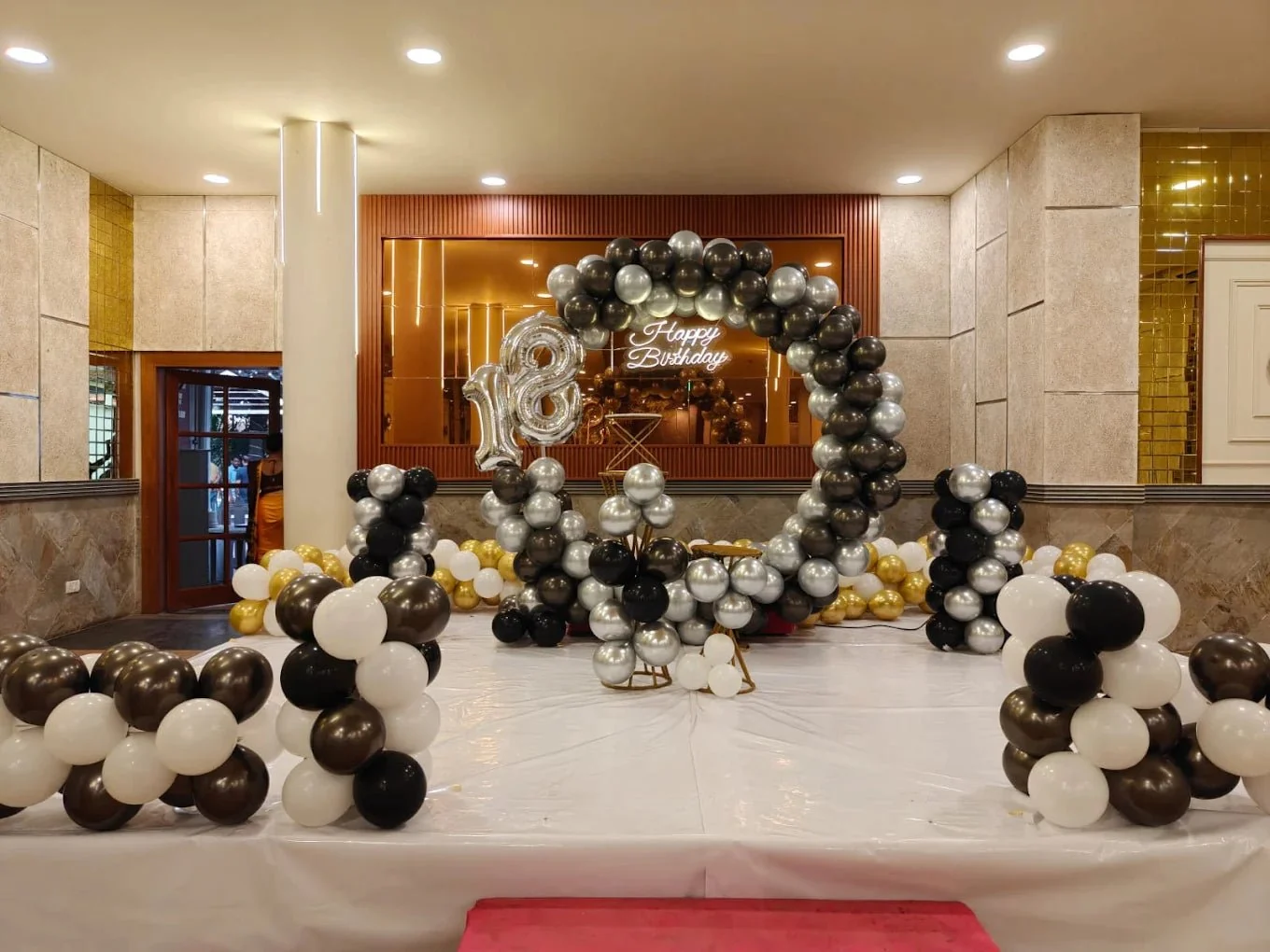 Silver And Black Birthday Decor Setup
